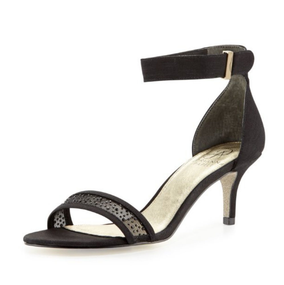 ADRIANNA PAPELL BLACK EMBELLISHED HEEL SIZE 8 NEW